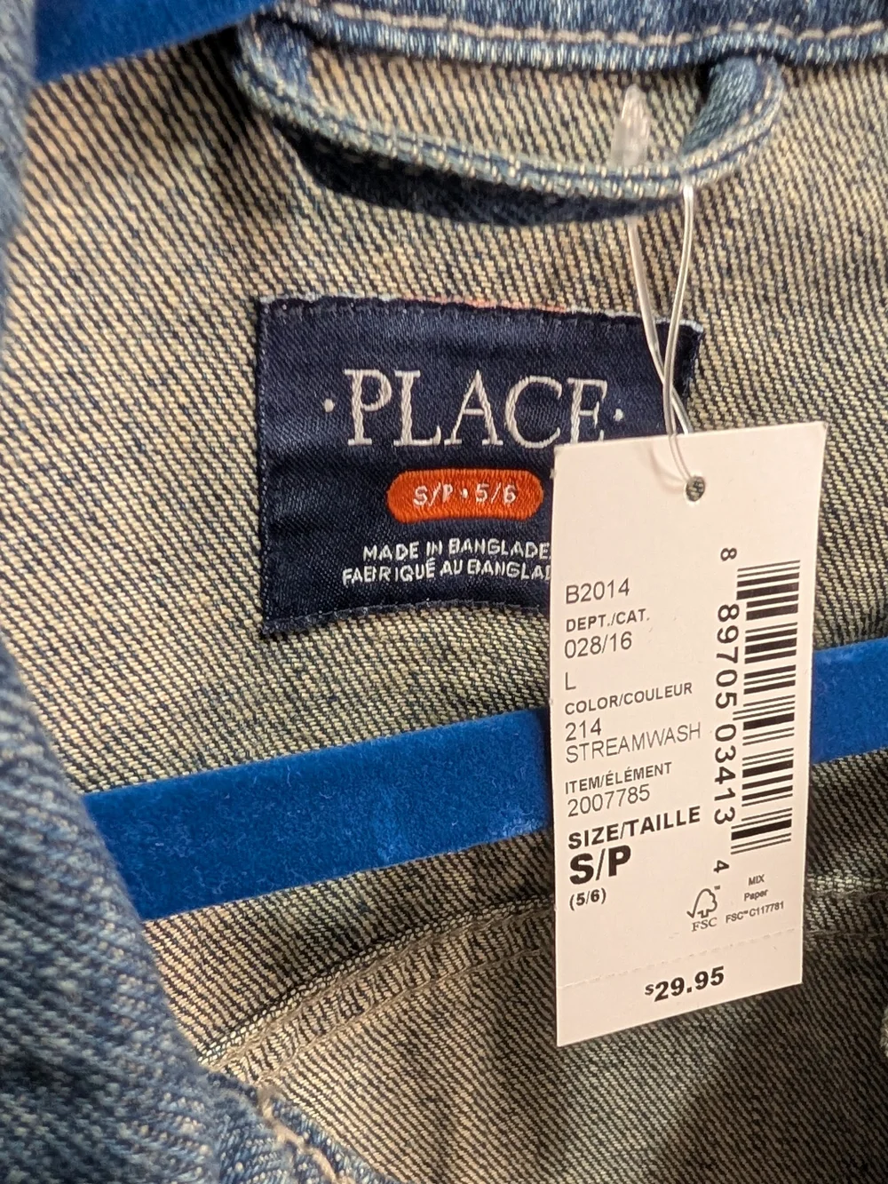 NWT The Children's Place Boy's Denim Jacket Size 5/6 (S) Medium Wash Blue